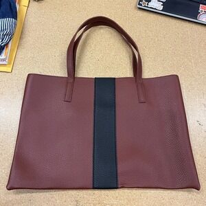 Vince Camuto Pebbled Vegan Leather Luck Tote Bag Black and Brown